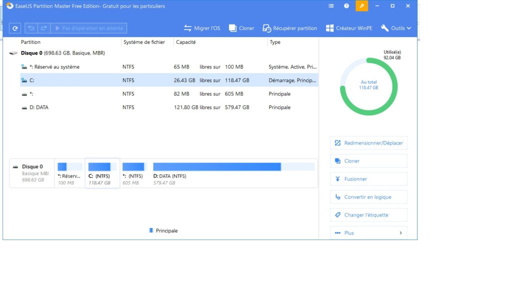 logiciel de partitionnement EaseUS partition