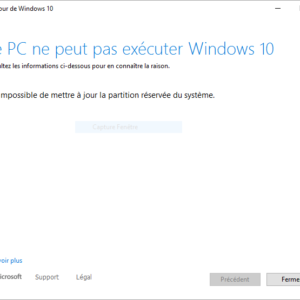 message d'erreur partition reservée systeme