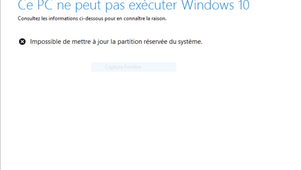 message d'erreur partition reservée systeme